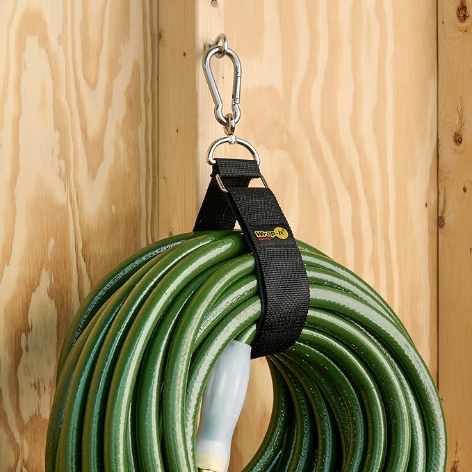 Wrap-It Storage Hook 'n Hang Straps - 32" (2-Pack) Black - Carabiner Straps to Use as Heavy Duty Extension Cord Organizer or RV Hose