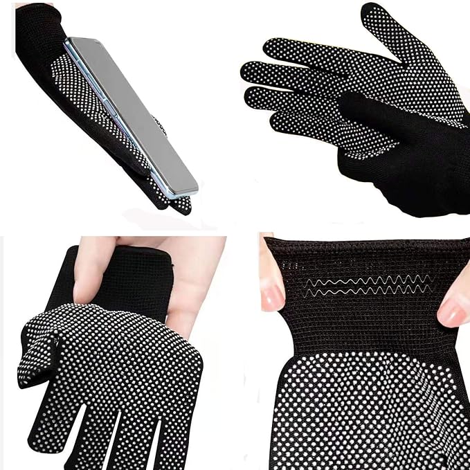 12Pairs Work Gloves Anti-slip Knitted Stretchy Cloth Glove Thin Moist Glove Liners