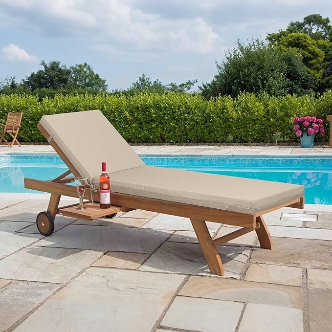 Only choice 2 PCS Set Outdoor Chaise Lounge Cushion, 75 x 24 in Lounge Chair Cushion Water Resistant Fabric for Lawn, Pool, Replacement Seat Cushion for Patio (Khaki)