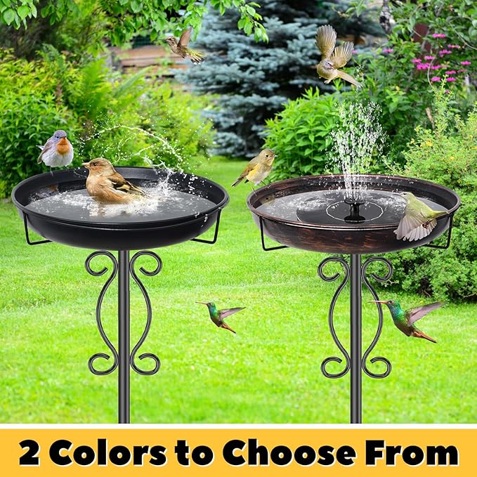 Metal Bird Bath for Outside, 40In Tall Vintage Freestanding Birdbaths & Birdfeeder, Outdoor Bird Bath Bowl with Sturdy 5-Pronged Base for Garden Patio Yard Lawn Decor (Vintage Bronze)