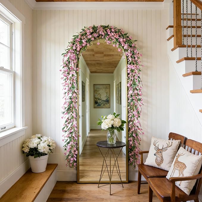 Artgar Flower Garland 6Ft Spring/Summer Garland Floral Garlands for Mantle All Year Round Paper Garlands Decor for Indoor Outdoor Home Wedding Arch Porch Stair Backdrop Year Round Decor (Pink)