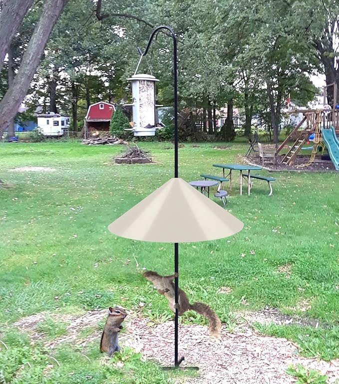 19 Inch Wide Squirrel Baffle for Bird Feeder Pole, Outside Pole Mount Stopper & Bird House Guard for Outdoor Shepherd’s Hook, Beige, 1 Pack