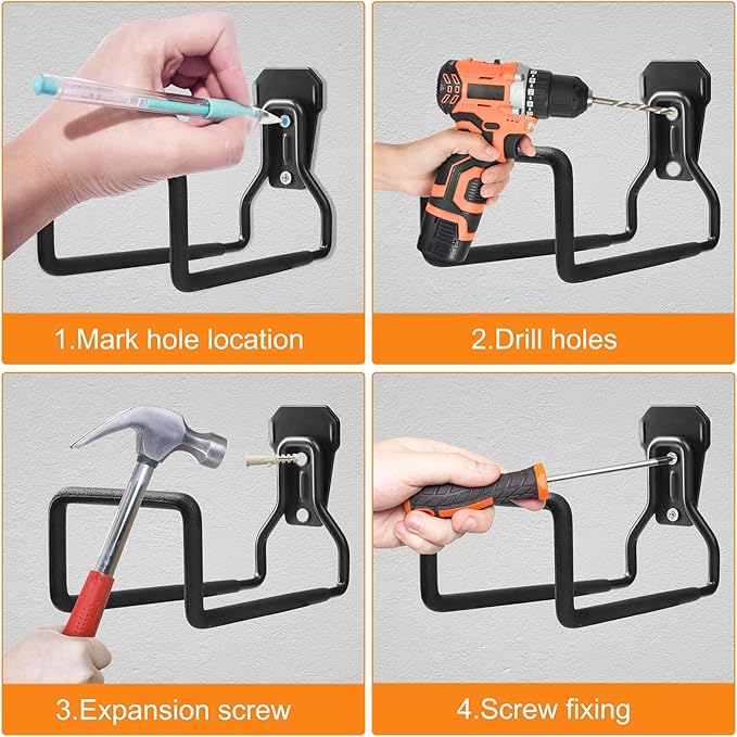 Garden Hose Holder, Heavy Duty Hose Reel Wall Mount Water Hose Holder for Outdoor, Outside Yard & Garden, Hose Storage for Water Hose, Extension Cords, 2 Pack