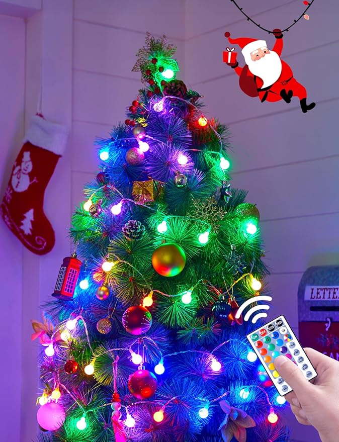 Color Changing Globe String Lights, 33Feet 100 LEDs USB Ball Fairy Lights Plug in with Timer Remote, Christmas Lights for Camping Dorm Party Wedding Indoor Outdoor Decoration (16Color + Multicolor)