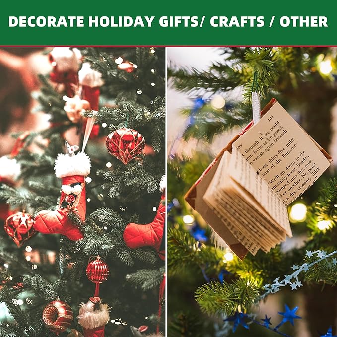 Garland Ties -Adjustable Christmas Decoration Ties for Lights, Stairs, Banister, Tree &Wreaths|Durable &Easy to Use|50ft Roll Cut to Custom Length|Holiday Décor Hanger for DIY Decorating|Green