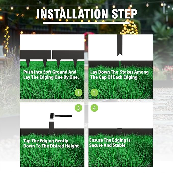 33ft. Galvanized Steel Landscape Edging (10-Pack) โ 40" Metal Edging for Landscaping with 11 Stakes, Hammer-in Metal Landscaping Edging for Yard Pathway & Flower Beds โ Lawn Edge for Garden Design