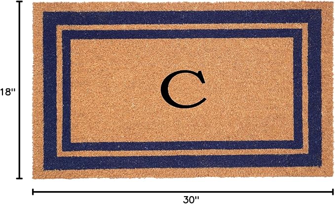 Calloway Mills 153001830C Dark Blue Border 18" x 30" Monogram Doormat (Letter C)