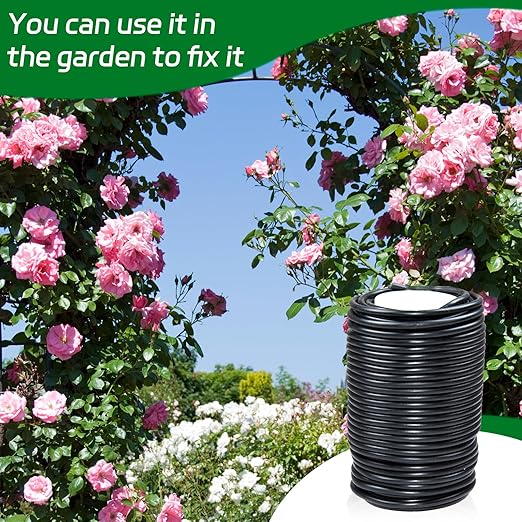 1 Roll Flexible Plant Ties, 65 ft Soft Plant Ties Garden Twist Ties for Outdoor Plants, 3.5 mm Garden Ties for Climbing Plants, Flowers, Tomatoes, Plant Support, Home Office Organization (Black)