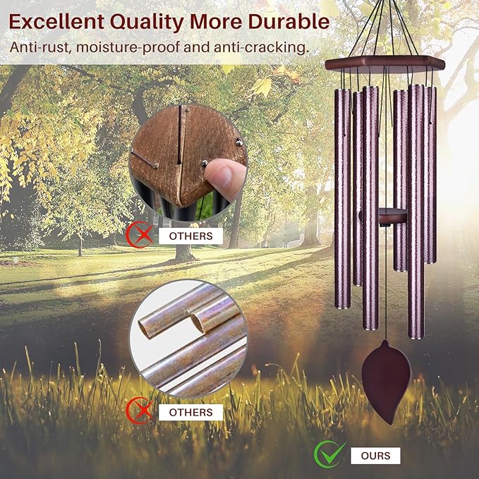 Sympathy Wind Chimes for Outside Deep Tone, Memorial Loss of a Loved, Large Wind Chimes with 6 Thicken Tubes & Hook, Outdoor Gifts Mother, Garden Decor