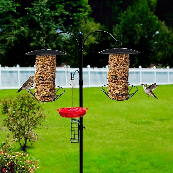 2 Pcs Cylinder Bird Feeder Outdoor S-6-2 Seed Cake Feeder Metal Suet Cake Holder Backyard Wild Birdfeeding Bird Feeders for Outdoors Garden
