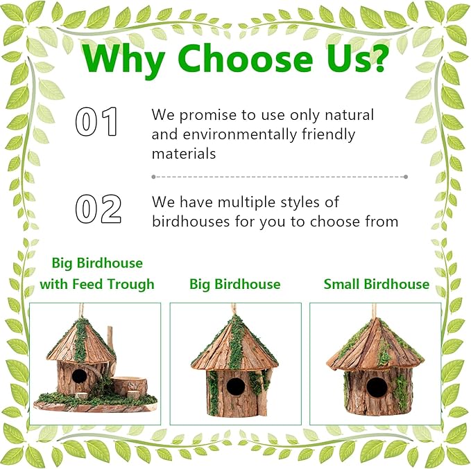 Premium Wooden Bird House, Cedarwood Hanging Birdhouse with Predator Guard, Nesting Box for Wild Bird Viewing, Indoor Decorative or Outdoor Functional Use, Ideal for Birdwatchers, Medium
