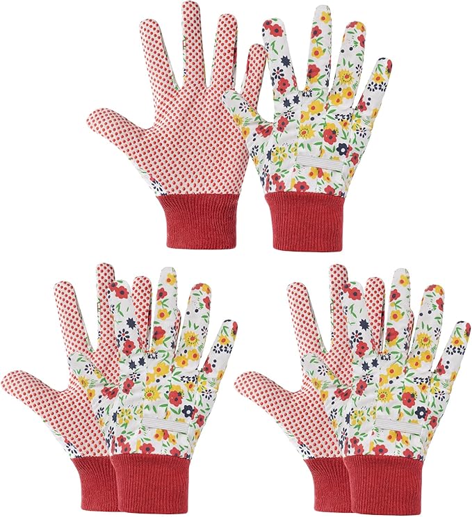 Ainiv Floral Gardening Gloves for Women/Ladies, Non-Slip Garden Work Gloves,Breathable Yard Work Glove Light Working Gloves