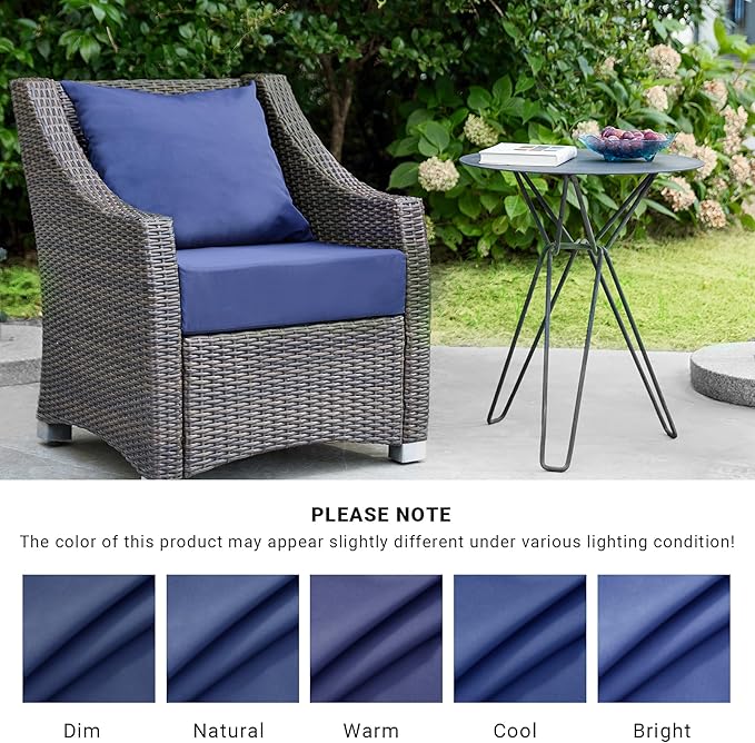 Outdoor Cushions for Patio Furniture,Outdoor Seat Cushion Set 24 x 24 x 4 Inch,Waterproof & Fade Resistant Outdoor Chair Cushions,Deep Patio Chair Cushion with Removable Cover,Navy Blue