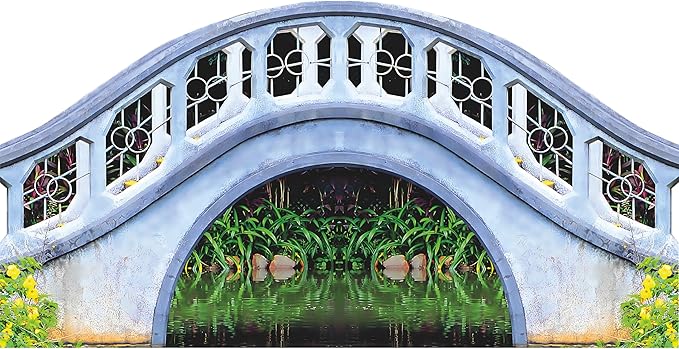 SP13311 Zen Garden Arch Bridge Bush Pond Water Prop Cardboard Cutout Standee Standup