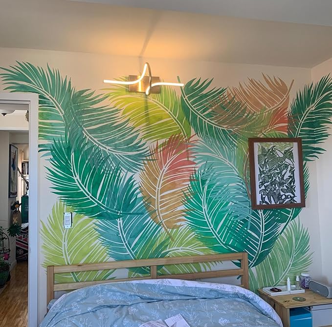 Large Leaf Stencils for Painting on Walls Fern Palm Stencil Tropical Leaves Wall Stencils for Crafts Furniture Wood Fabrics