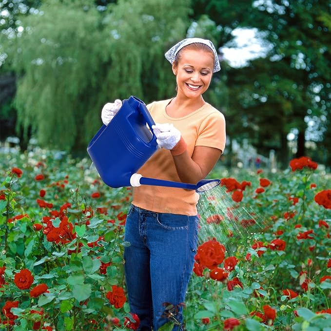 1.5 Gallon Watering Can for Outdoor & Indoor Plants, Large Garden Watering Pot with Lightweight and 5.5L Capacity, Plastic Watering Can with Long Spout and Metal Removable Sprinkler Head, Blue