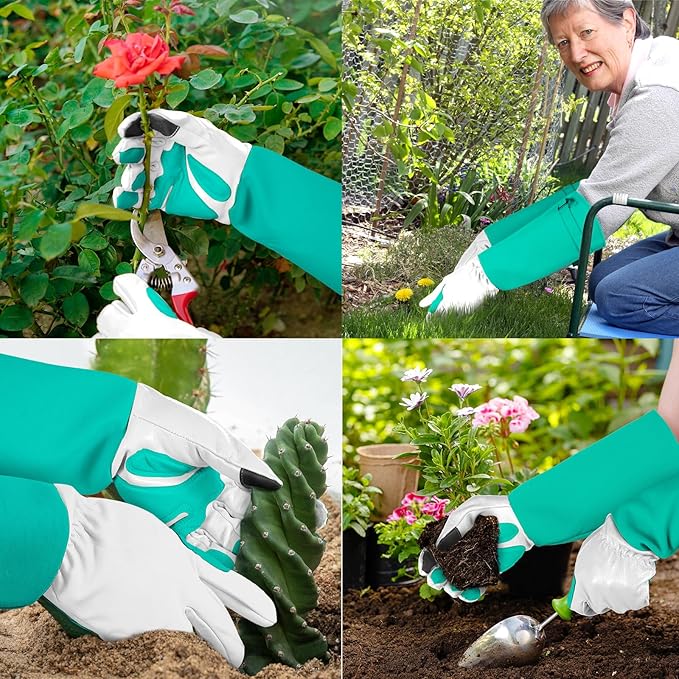 Long-Gardening-Gloves for Women/Men - Thorn Proof Rose Pruning Gloves Heavy Duty Gauntlet, Best Garden Gifts for Gardener-M