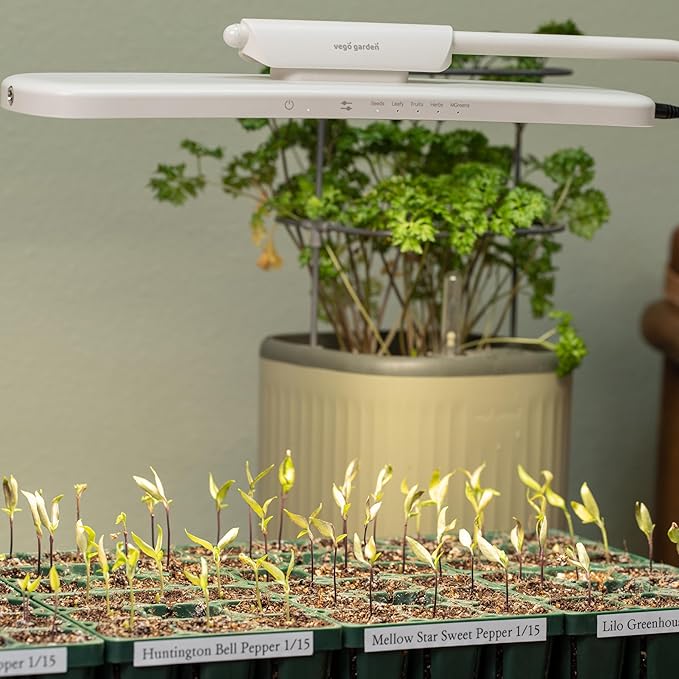 Vego garden Grow Lights Stand for Indoor Plants, Full-Spectrum Grow Light MimicsNatural Sunlight with Customized Adjustable Height supports seedlings, fruit, houseplants, herbs, greens, and microgreens.