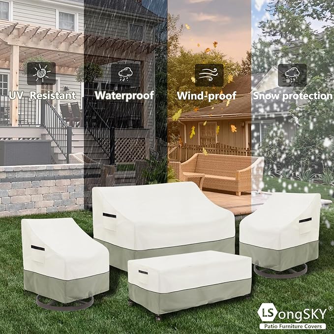 Outdoor Swivel Lounge Chair Cover 2 Pack,(35 W x 37 D x 38.5 H inches)100% Waterproof Heavy Duty Outdoor Chair Covers,Patio Furniture Cover for Swivel Patio Chair,Beige