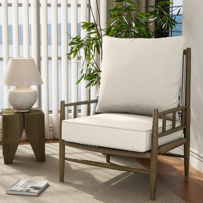 22" x 22" x 6" Outdoor Deep Seat Cushions Set - 4 Set Waterproof & Fade Resistant Patio Furniture Replacement Cushions, Non-Slip Outdoor Cushions Fit Loveseats, Couches, Chairs, and Sofas.