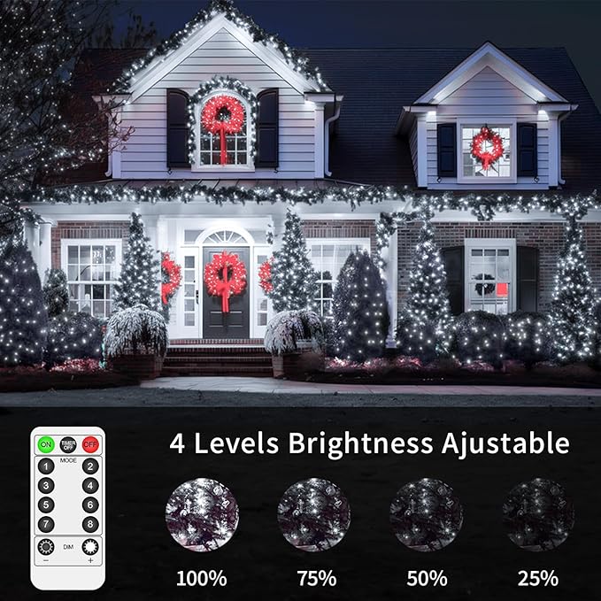 2 Pack Each 132 FT 400 LED Fairy Lights Plug In Christmas Lights Outdoor Decorations Waterproof String Lights with Timer 8 Modes Memory for Holiday Wedding Party Tree Wall Bedroom Garden-Cool White