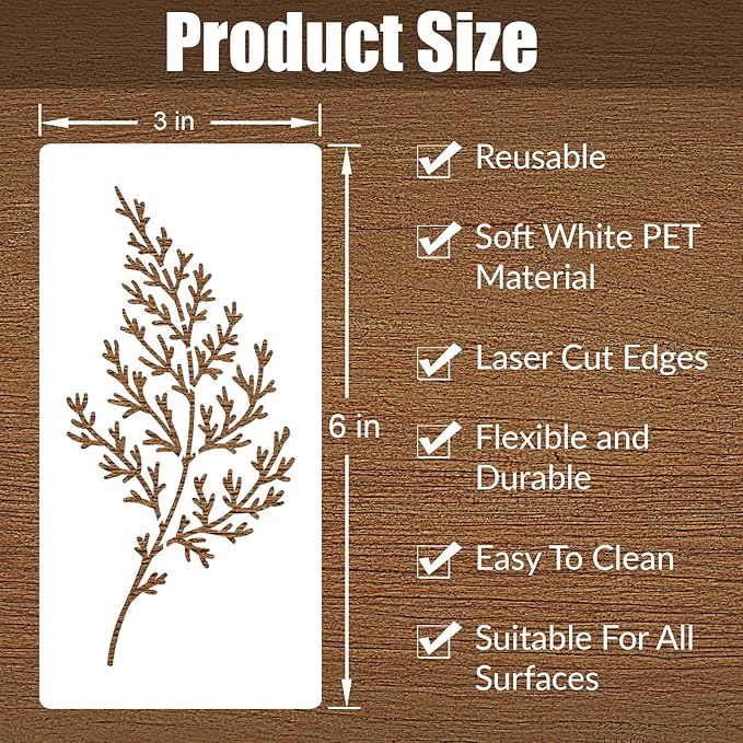 18 Pcs Plant Leaves Stencils for Painting, Flower Craft Stencil Reusable Plastic DIY Art Scrapbook Set, Drawing Templates Tropical Stencils for Paint on Canvas Wood Wall Rock Home Decor