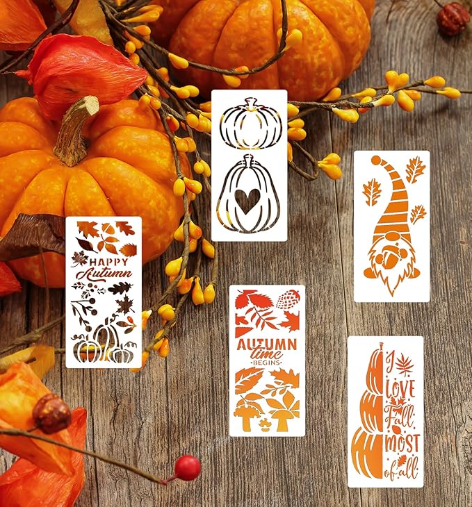 18 Pieces Fall Stencils for Painting on Canvas Reusable Fern Pumpkin Leaf Stencil for Craft Drawing Template Stencil for Wood Wall Paper Furniture DIY Scrapbooks Crafts Home Decor(Autumn)