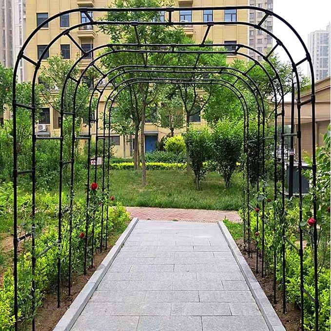 Garden Arch Trellis - Length: 126in, Height: 94.5in Garden Arch Arbor Trellis for Climbing Plants Outdoor - Garden Arch for Lawn, Party, Ceremony Wedding Decoration
