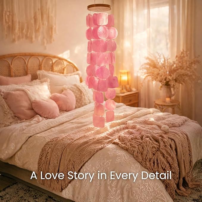 Solange & Frances Capiz Shell Wind Chime - Elegant Wind Chimes for Outside and Outdoor Decor. Ideal Front Porch Decor, Patio Decor. Thoughtful Gifts for Women, Valentines Day Gifts and Gift for Men