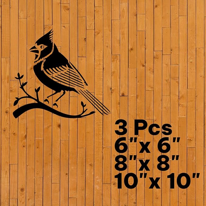 Cardinal Bird Stencil – Reusable Songbird Art Stencil for Painting, Crafting, Nature Designs and DIY Projects (3 Pcs Set)