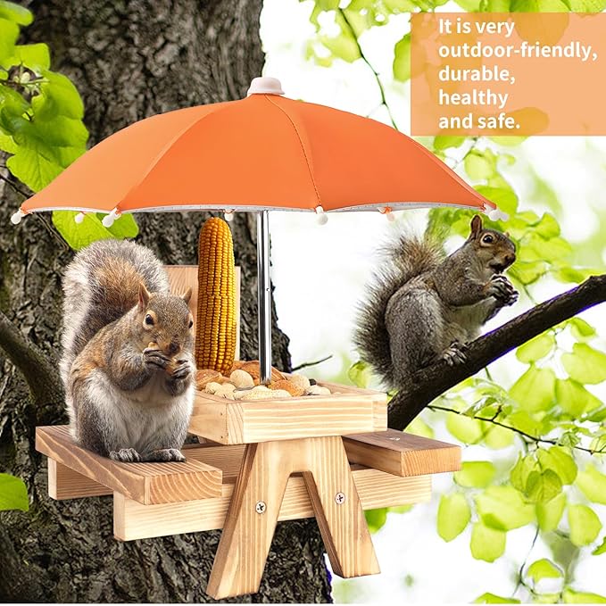 Squirrel Picnic Table Feeder Replacement Mini Umbrella for Outside (Orange)