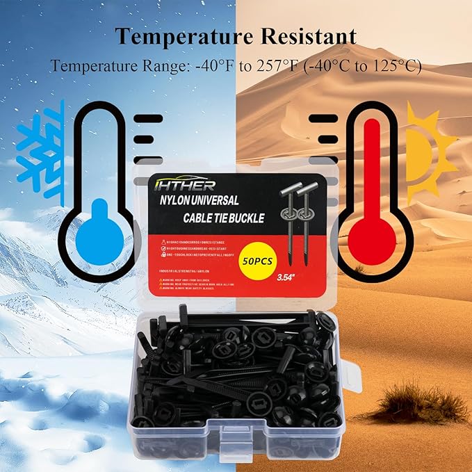 50PCS Upgraded Nylon Universal Cable Tie Buckle,Self-Locking Multifunctional Zipper Clips, Zip Ties Heavy Duty with UV Resistance for Car Bumper Fender Repair, Home, Garden, and Outdoor Organization