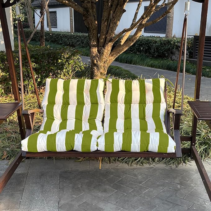 High Back Chair Cushions Set of 2, Adirondack Chair Cushion with Waterproof, Rocking Chair Cushion for Outdoor Patio, Garden Porch 45”x 22”x 4 (2, Grass White)
