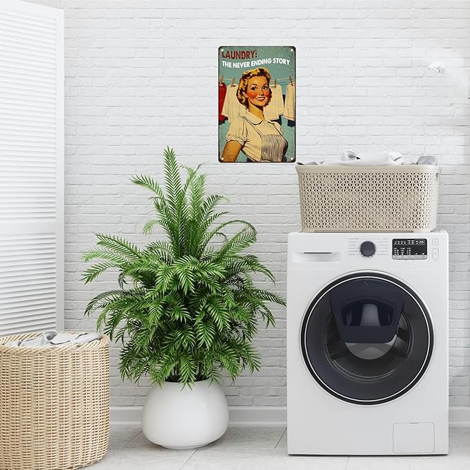 Laundry Room Vintage Sign Laundry The Never Ending Story Metal Sign Retro Woman Poster Funny Vintage Decor 8x12inch