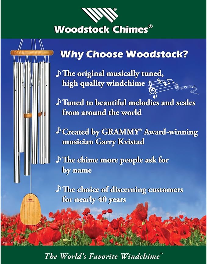Woodstock Chimes Signature Collection, Woodstock Temple Bells 25'' Jade Wind Bells for Outdoor, Patio, Home or Garden Décor (TB3JAS)