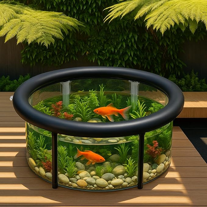 Pop up Pond, 27.6 x 11.81 Inch Pop up Inflatable Pond Kit Outdoor Indoor Aquarium Water Feature Container with Aeration Pump Above Ground Backyard Patio Garden Decoration