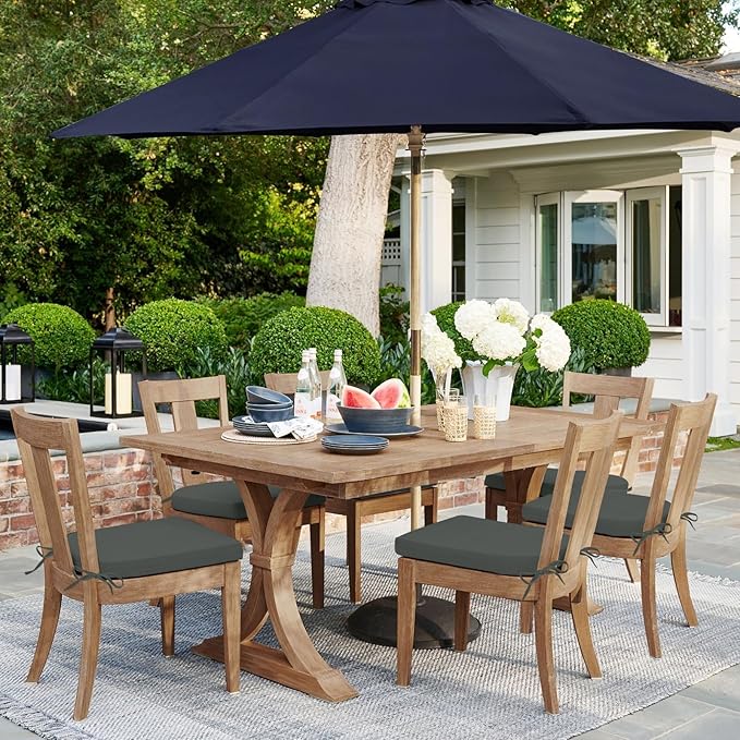 HARBOREST Outdoor Chair Cushions Set of 6, Water Resistant Patio Chair Cushions with Ties, Outdoor Seat Cushions for Patio Furniture, 17"x16"x2", Dark Grey
