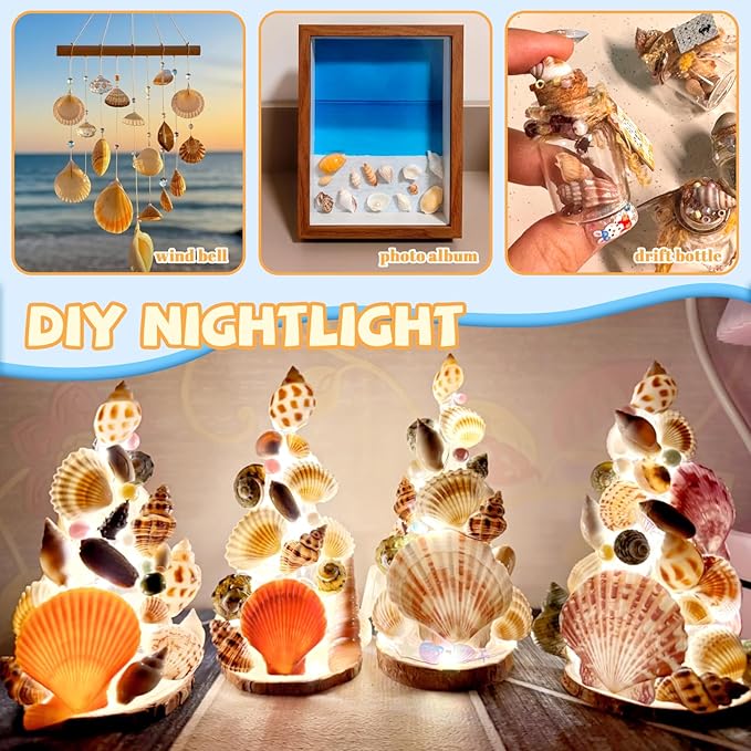 Mixed Sea Shells, 80+ Pcs Beach Seashells Starfish, Various Sizes Ocean Seashells for Fish Tank Vase Fillers, Beach Theme Party Wedding Decor, Candle Making, DIY Crafts