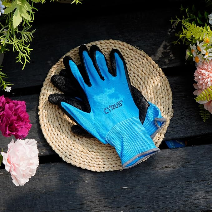 CYRUS Nitrile Gardening Gloves for Women&Men, Thorn-Proof Garden Gloves,Work for Yard Garden, Weeding, Digging, Pruning
