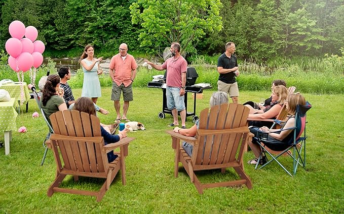 Oversized Wooden Folding Adirondack Chair with Pre-Assembled Backrest and Seat Board, Lounge Chair for Outdoor Patio Garden Lawn Backyard Firepit Deck Pool Beach