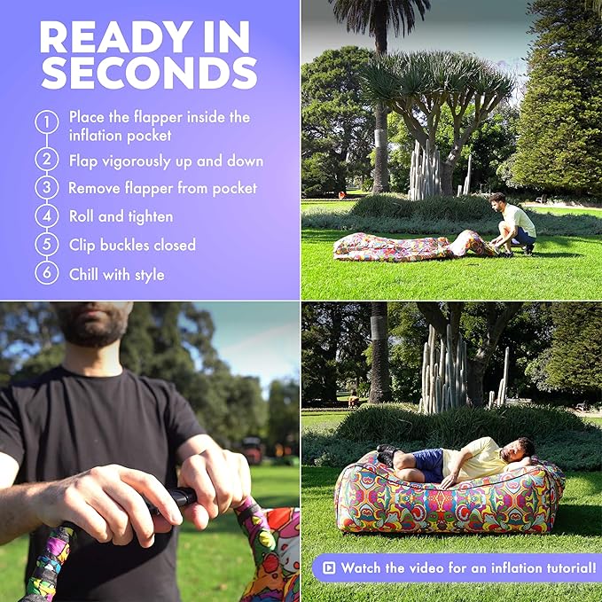 Chillbo Lazybone Inflatable Lounger - Ultimate Inflatable Couch for Maximum Chill - The Perfect Blow Up Couch for Music Festivals Or Lounger for Camping