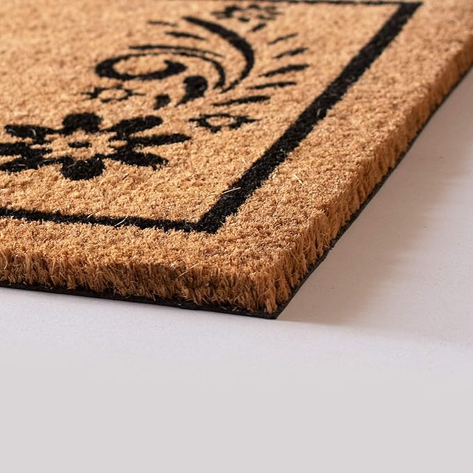 LuxUrux Welcome Mats Outdoor Coco Coir Doormat, with Heavy-Duty PVC Backing - Natural - Perfect Color/Sizing for Outdoor/Indoor uses, 17 x 30 inch