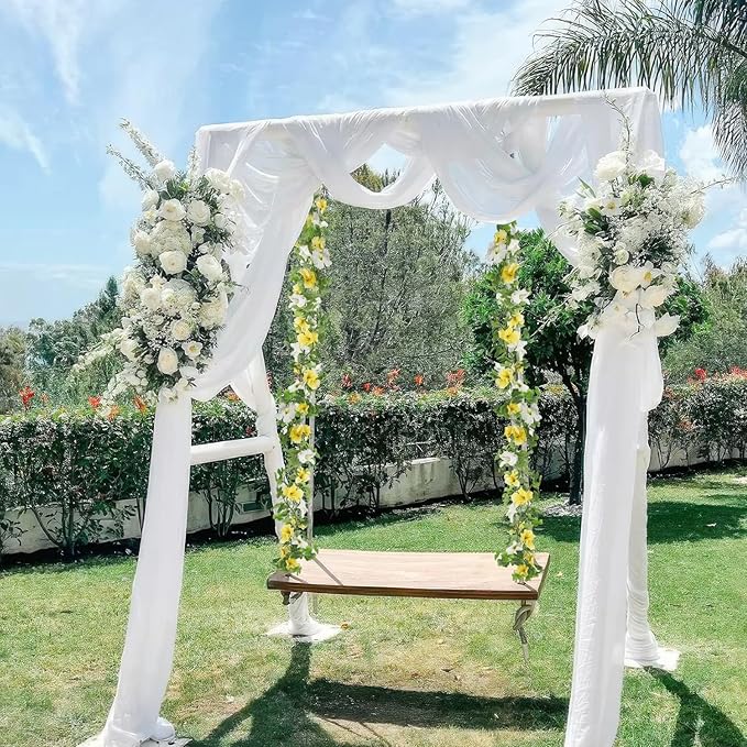 2 Pcs Artificial Flowers Vines Outdoors Silk Petunias Garland Spring Flowers Garland for Mantle 11FT Fake Morning Glory Hanging Vines Plants for Mailbox Fence Wedding Banquet Decor White Yellow