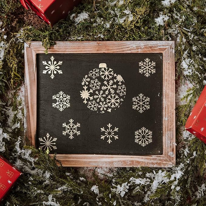 YKW 10 Pcs Christmas Stencils Set - Reusable 7.9x6.3 Inch Holiday Templates for Painting on Wood and DIY Decor - Snowman, Tree, Reindeer Designs - Craft Kit for Adults - Festive Art Supplies