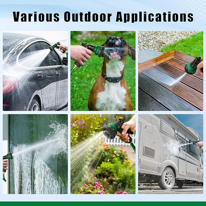 AUTOMAN Coil Garden Hose 50 ft, EVA Curly Water Hose with Brass Connectors, Recoil Garden Water Hose,Includes 7-Pattern Function Sprayer,Retractable,Corrosion Resistant Garden Coil Hose.