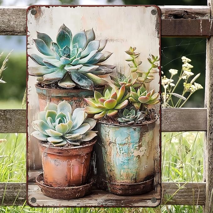 Vintage Tin Sign Metal Home Decor Flower Art Wall Sign Decor Southwestern Art for Home Kitchen Bar Room 12x16inch