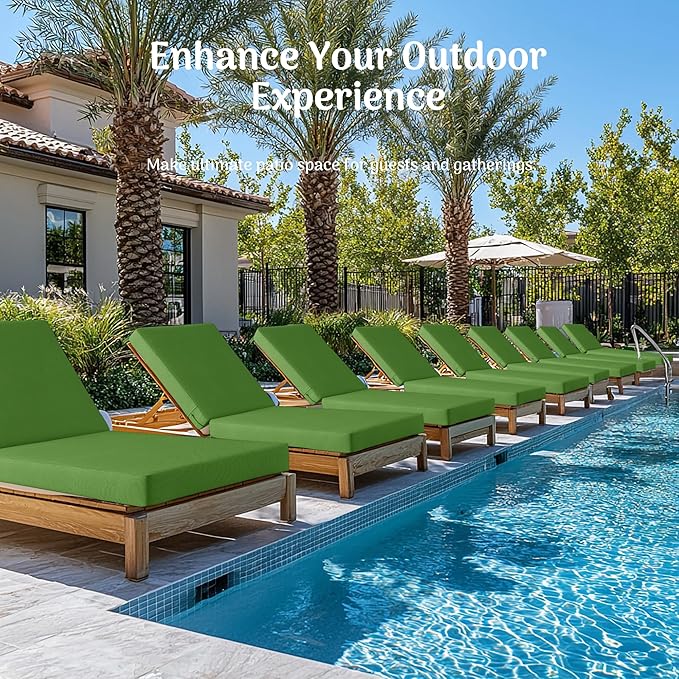 Codi Chaise Lounge Cushions Outdoor, Pool Lounges Chair Cushion Set, Waterproof for Patio Furniture, 80 x 26 x 3.5 Inch 1PK Green