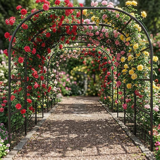 Tall Garden Arch Trellis for Climbing Plants, 88in Tall Metal Plant Support Trellis Archway for Climbing Plant Vegetables Cucumber, Outdoor Yard Lawn Garden Arch Tunnel Trellis