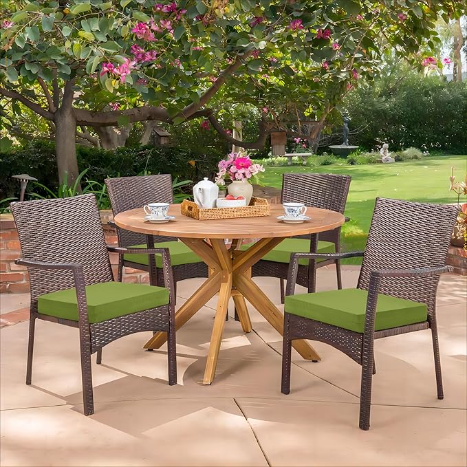 HARBOREST Outdoor Chair Cushions Set of 4, Water Resistant Patio Chair Cushions with Ties, Square Corner Outdoor Seat Cushions for Patio Furniture, 18.5"x16"x3", Grass Green