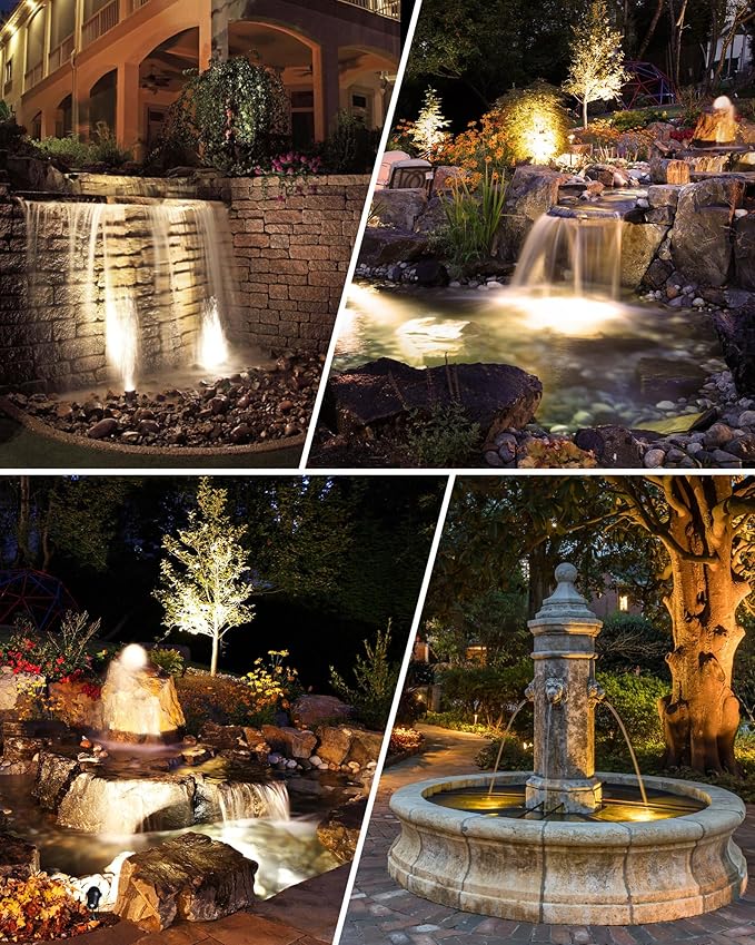 SUNVIE 3W Pond Lights LED Underwater 12-24V AC/DC Low Voltage Fountain Lights LED Underwater 3000K Warm White IP68 Waterproof Pond Light for Outdoor Ponds Fountains Waterfalls, 2 Pack